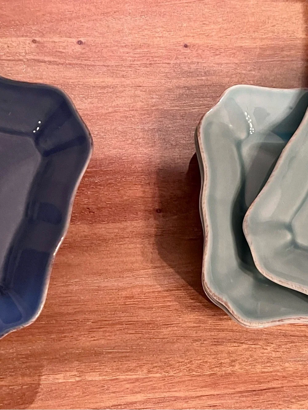 Pottery Barn Blue and Seafoam Cambria Glazed Scalloped Appetizer plates